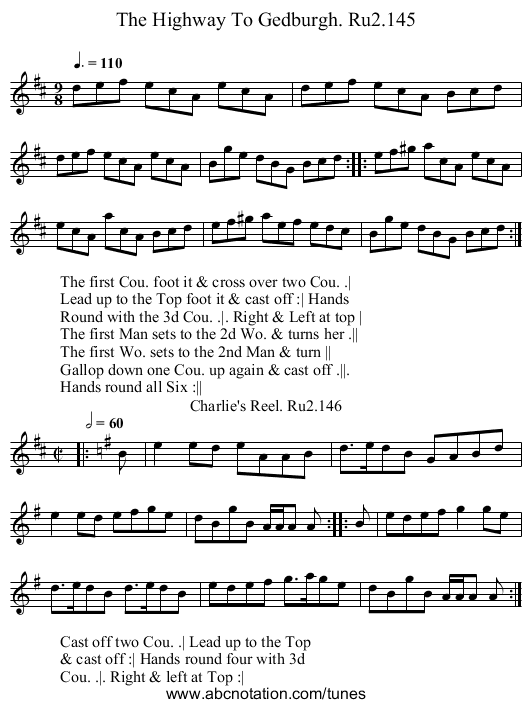 Highway To Gedburgh. Ru2.145, The - staff notation