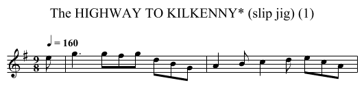 HIGHWAY TO KILKENNY* (slip jig) (1), The - staff notation