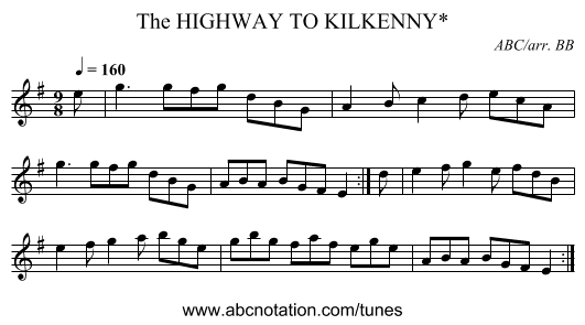 HIGHWAY TO KILKENNY*, The - staff notation