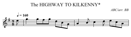 HIGHWAY TO KILKENNY*, The - staff notation