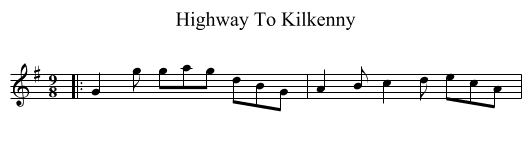 Highway To Kilkenny - staff notation