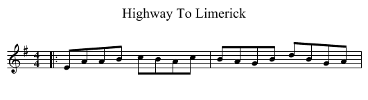 Highway To Limerick - staff notation
