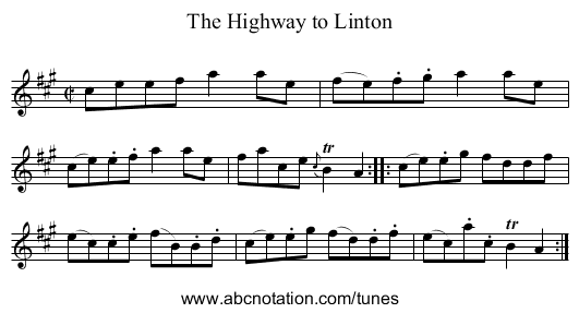 Highway to Linton, The - staff notation