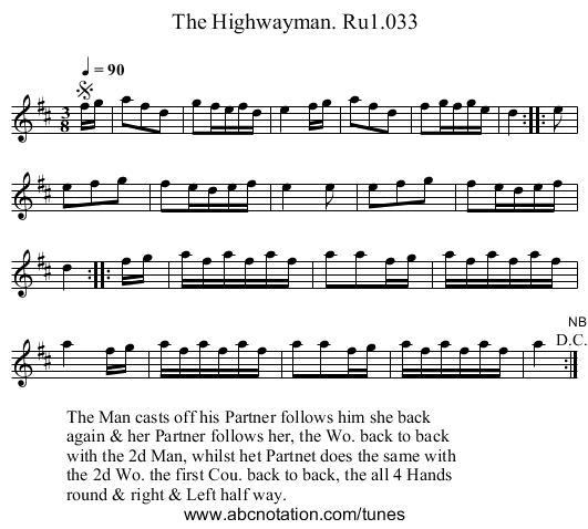 Highwayman. Ru1.033, The - staff notation
