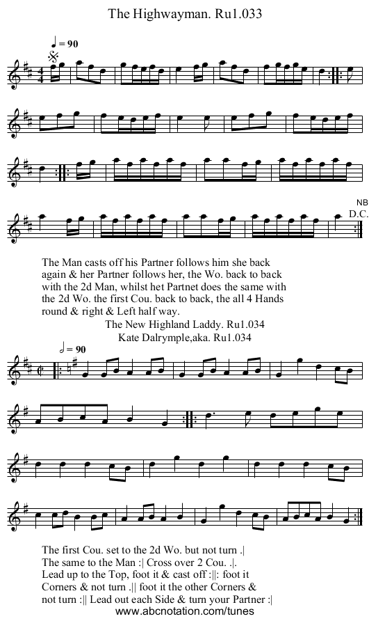 Highwayman. Ru1.033, The - staff notation