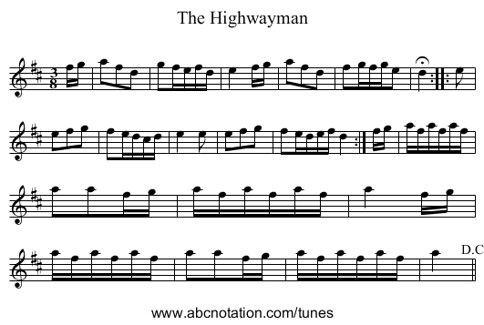 Highwayman, The - staff notation