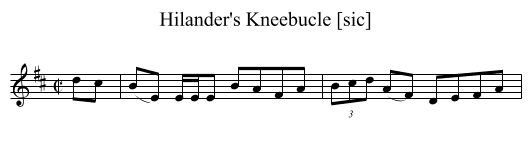 Hilander's Kneebucle [sic] - staff notation