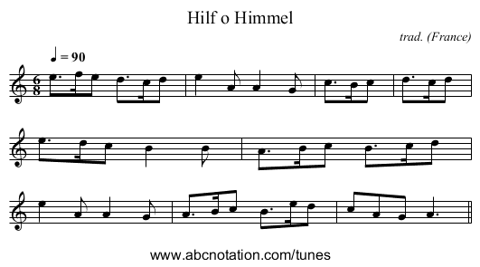 Hilf o Himmel - staff notation