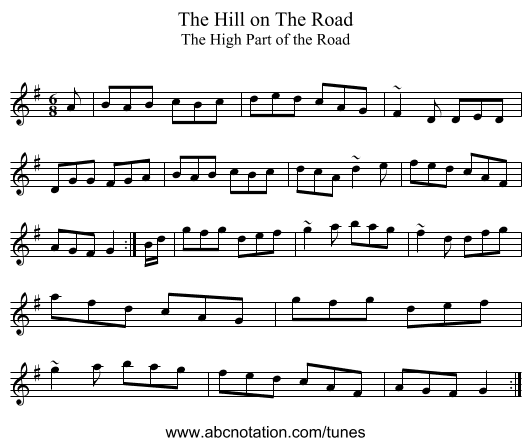 Hill on The Road, The - staff notation
