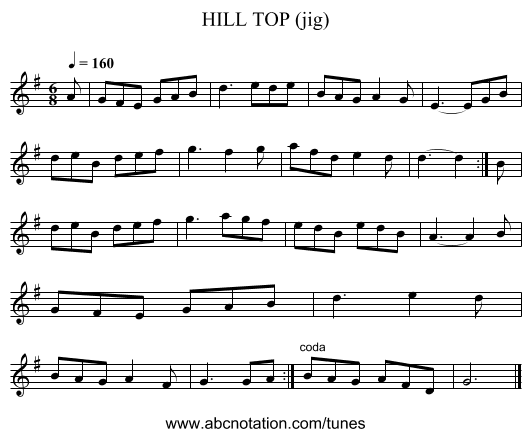 HILL TOP (jig) - staff notation