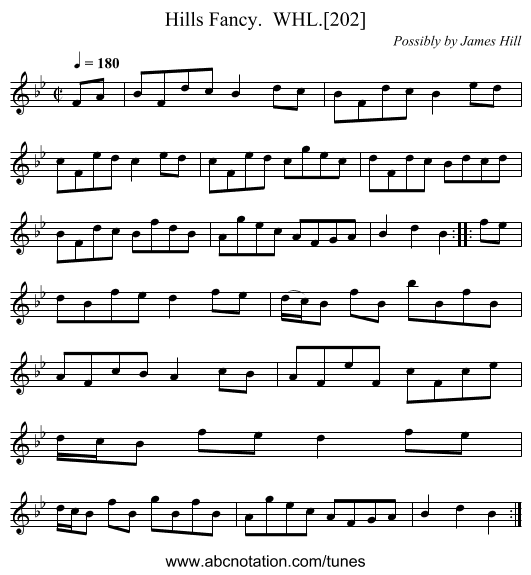 Hills Fancy.  WHL.[202] - staff notation