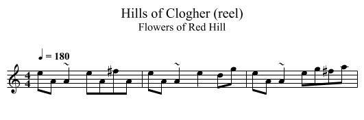 Hills of Clogher (reel) - staff notation