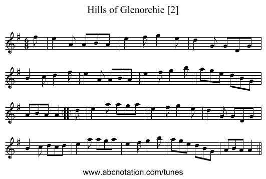 Hills of Glenorchie [2] - staff notation