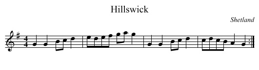 Hillswick - staff notation