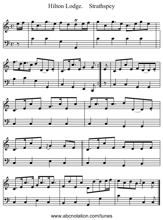 Hilton Lodge.    Strathspey - staff notation