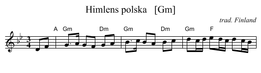 Himlens polska   [Gm] - staff notation