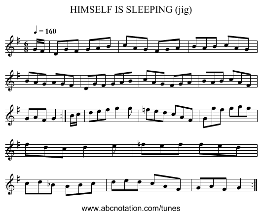 HIMSELF IS SLEEPING (jig) - staff notation