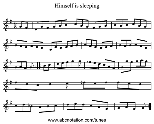 Himself is sleeping - staff notation