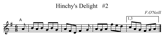 Hinchy's Delight   #2 - staff notation