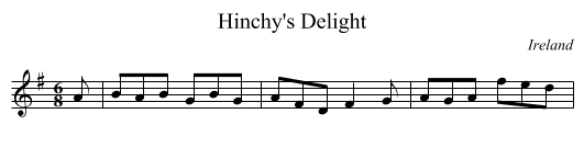 Hinchy's Delight - staff notation