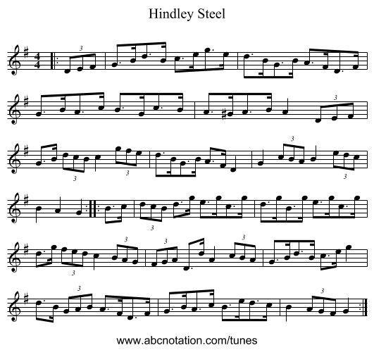 Hindley Steel - staff notation