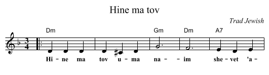 Hine ma tov - staff notation