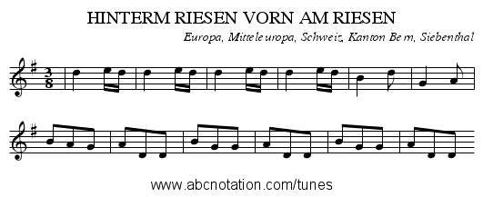 HINTERM RIESEN VORN AM RIESEN - staff notation