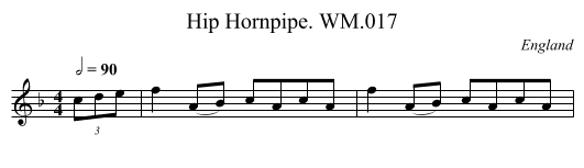Hip Hornpipe. WM.017 - staff notation