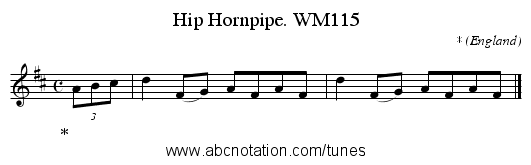 Hip Hornpipe. WM115 - staff notation