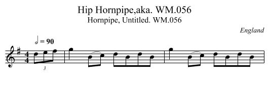 Hip Hornpipe,aka. WM.056 - staff notation
