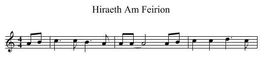 Hiraeth Am Feirion - staff notation