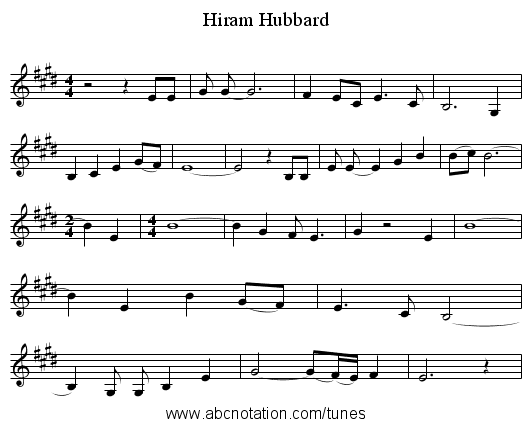 Hiram Hubbard - staff notation