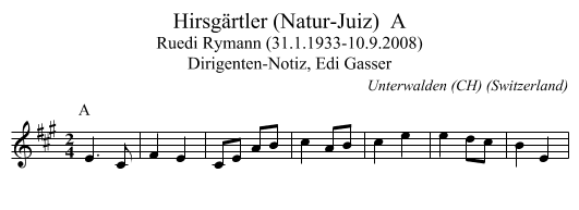 Hirsgärtler (Natur-Juiz)  A - staff notation