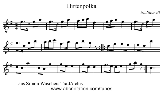Hirtenpolka - staff notation