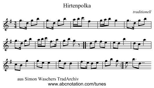 Hirtenpolka - staff notation