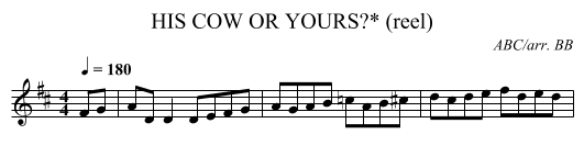 HIS COW OR YOURS?* (reel) - staff notation