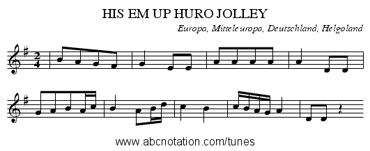 HIS EM UP HURO JOLLEY - staff notation