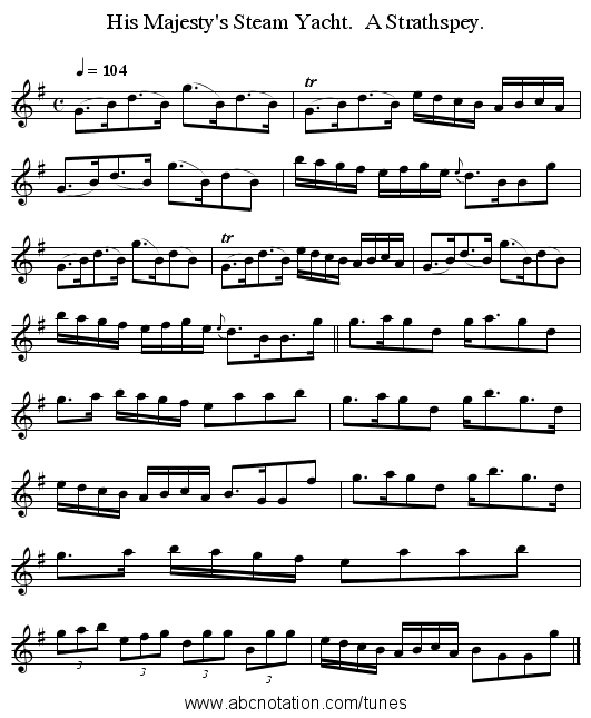 His Majesty's Steam Yacht.  A Strathspey. - staff notation