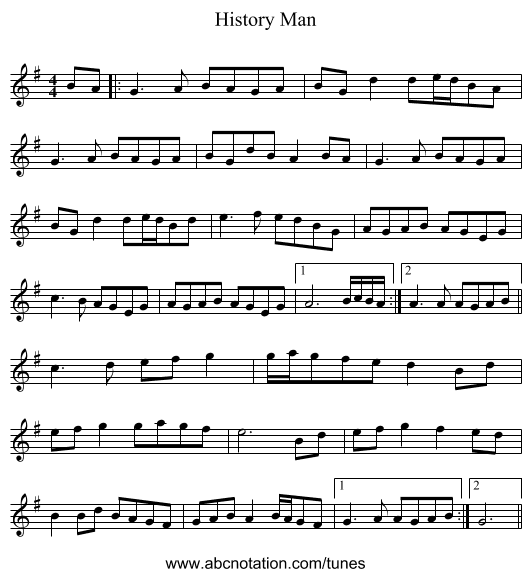 History Man - staff notation