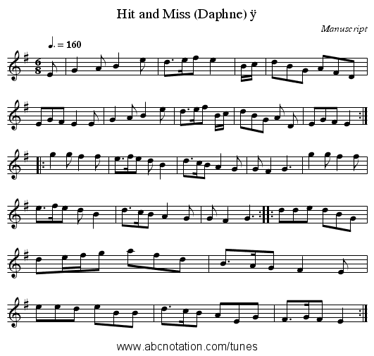 Hit and Miss (Daphne) ÿ - staff notation
