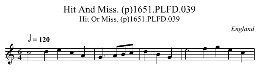 Hit And Miss. (p)1651.PLFD.039 - staff notation