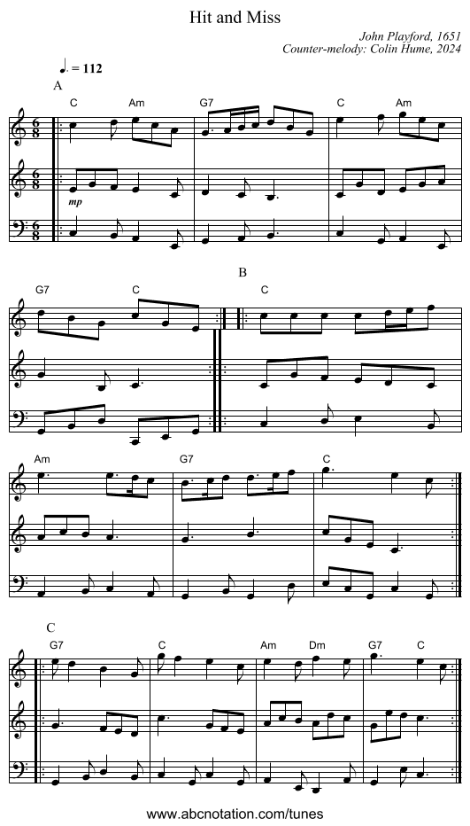 Hit and Miss - staff notation