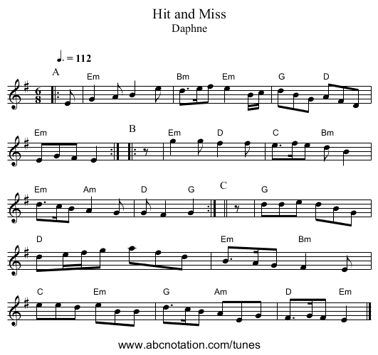Hit and Miss - staff notation