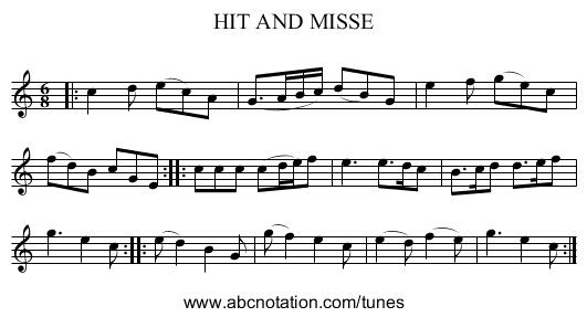 HIT AND MISSE - staff notation
