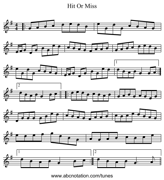 Hit Or Miss - staff notation