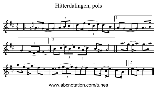 Hitterdalingen, pols - staff notation