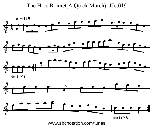 Hive Bonnet(A Quick March). JJo.019, The - staff notation