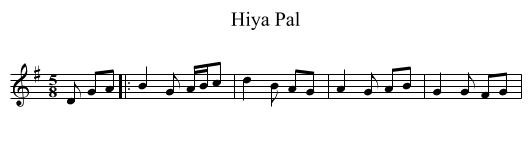 Hiya Pal - staff notation