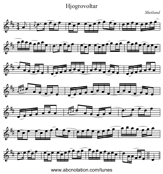 Hjogrovoltar - staff notation