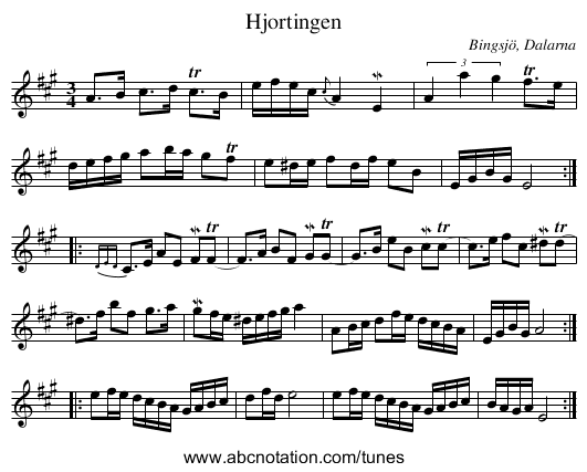 Hjortingen - staff notation